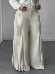 Maweii 夏季褶皱纹理面料杏色休闲、度假和通勤宽松裤 - 杏色 - 查看 2