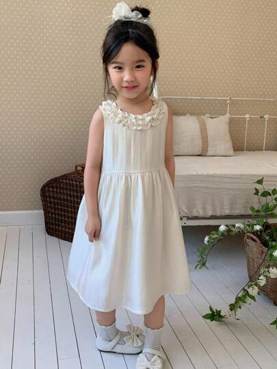 Dazy Kids Young Girls Round Neck Pleated Ruffle Hem Party Birthday Ball Gown