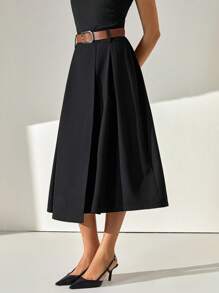 CLARA VERO Women Solid Color Belted Detailed Skirts - Black - View 7