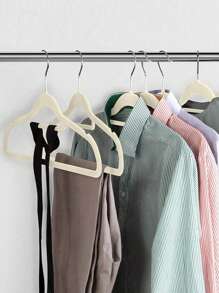 SHEIN 10/20pcs Luxury Black Flocked Anti Slip Hanger, Ultra-Thin And Space Saving - Heavy-Duty Rotating Black Hook Suitable For Clothing, Suits, Tops, Ties, Shirts, Skirts, And Pants Organization - Beige - View 6