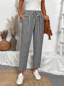 EMERY ROSE Women's Fashion Vertical Striped Straight Pants - Multicolor - View 7