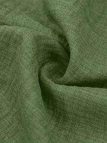 SHEIN PETITE CURVE 大码纯色休闲裤，夏季时尚 - 軍綠色 - 查看 5