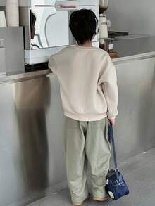 DAZY Tween Boy Loose Casual Letter Print Fleece Sweatshirt, Autumn, Winter