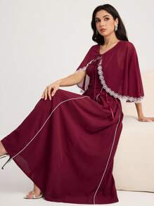 Modelyn Romantic Chiffon Shawl & Bodycon Dress 2 Pieces Set For Women