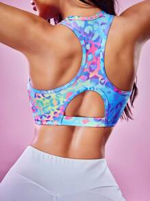 SHEIN Sports Women's Colorful Leopard Print Twist Front Sports Bra - Multicolor - View 2