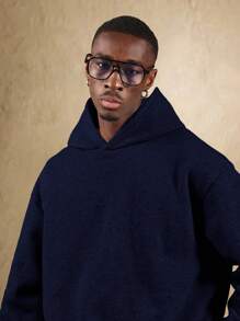 SUMWON 男士连帽衫，复古宽松圆领卫衣 - 时尚棕色，休闲场合完美之选，度假必备，奢华品牌，适合夏季和秋季穿搭 - 藏蓝色 - 查看 4