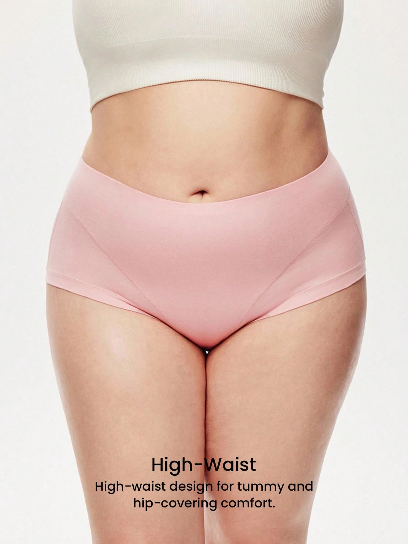 Plus 2-Pack Airy Cotton Mid Waist Briefs Waist Women Underwear Panties Set-Pink
