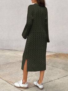 SHEIN Women's Knitwear Long Dress With Cable Pattern