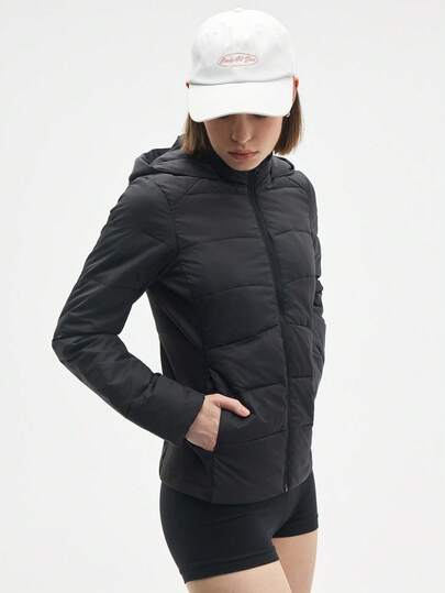 Eassivo Eassivo 女式纯色长袖前拉链连帽运动夹克