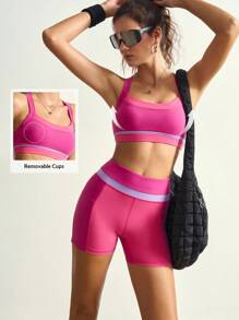 VARSIVA Bộ đồ tập luyện thể thao nữ gồm áo ba lỗ ngắn và quần short cạp cao - Nhiều màu - Xem 1