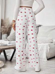 SHEIN Allover Print Casual Pants, Minimalist Style, Suitable For Daily Wear Maternity Trousers - Multicolor - View 2