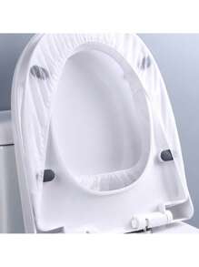 SHEIN Basic living 50个一次性马桶座套，独立包装马桶坐垫，便携式旅行商务马桶垫，公共卫生间、飞机、露营旅行配件，家用便携式一次性马桶垫，优质弹力带马桶座套，便携式防水防污马桶坐垫，防滑旅行家用马桶训练马桶座套，青少年礼物 - 无纺布 - 白色 - 查看 5