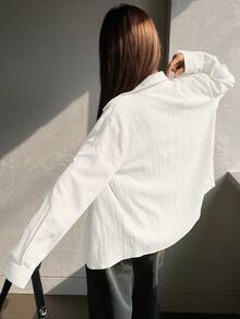 DAZY 女士休闲纯色长袖衬衫，春秋季，长袖上衣 Y2k，秋季女装