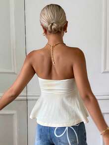 DAZY Women's Pleated Front Bandeau Tank Top, Fashionable & Minimalist, Summer Going Out Tops