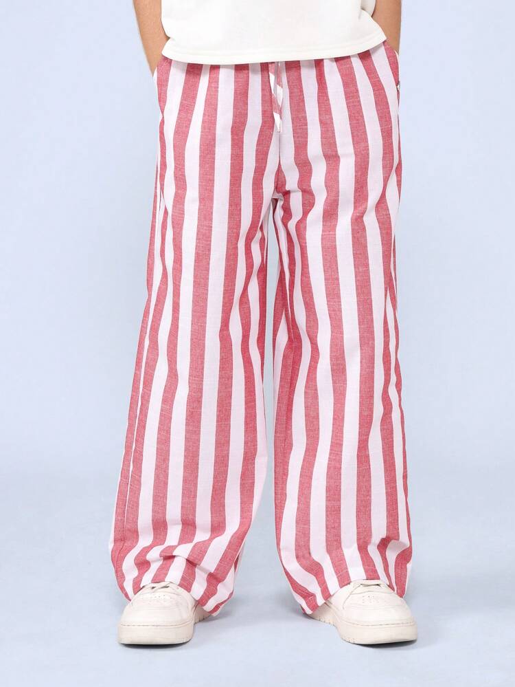 Wide Leg Striped Pants With Loose Comfort Fit