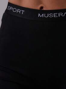 Musera Sport Sport High Rise Fitted Seamless Sculpt Booty Shorts Active Gym Workout Summer Padel Club Gym Fitness - Black - View 7