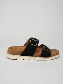 SHUZIA Bestselling Men's Casual Adjustable Double Buckled Strap Slip-On Sandals-Comfortable Daily Essential - Black - View 5