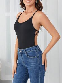 Bộ đồ liền thân hở lưng màu trơn gợi cảm mùa hè cho nữ - màu đen - Xem 1