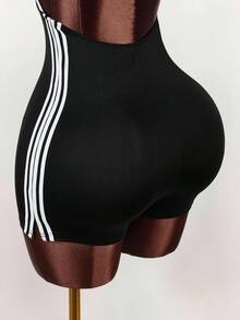 Amplova Color-Block Halter Backless Jumpsuit Jumpsuit For Summer - Black and White - View 9