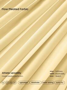 GLOWMODE Let's Play Sweat-Wicking Stretchy Mid-Rise Crossover Waist Pleated Tennis Skirt With Built-In Shorts Side Pockets Tennis Golf Daily - French Vanilla - View 8