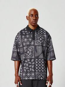 SUMWON Oversized Polo Shirt With Paisley Graphic - Multicolor - View 1
