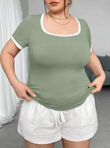 Auralis 夏季大码女式拼色紧身 T 恤 - 彩色 - 查看 7