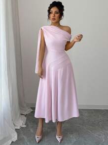 Selianne 全新春夏粉色露肩透明缎带飘逸设计收腰度假婚纱 - 粉色 - 查看 6