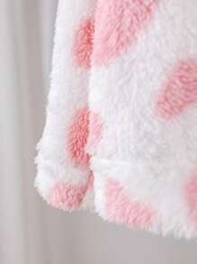 SHEIN Cute Casual Zip-Up Hooded Fluffy Long Sleeve Baby Girls Jacket,In Fall/Winter - Pink - View 6