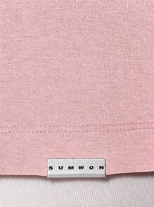 SUMWON Áo thun cổ tròn cotton in hình cây xương rồng cỡ lớn phong cách đường phố, thiết kế hiện đại, họa tiết hiện đại cho lễ hội, viền thô, thiết kế mùa hè - Hồng - Xem 4