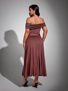 Viva Relle Plus Size Sexy Off-The-Shoulder Dress - Chocolate Brown - View 6