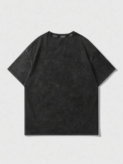 Street Life Men's T-Shirt With Cross Pattern Glitter Effect, Vintage American Street Style