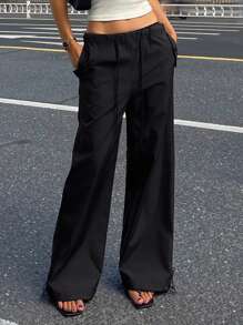 DAZY 女士休闲长款运动裤，夏季 - 黑色 - 查看 4