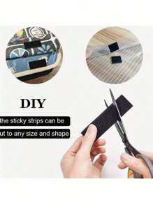 SHEIN 10/20/40/60pcs Self Adhesive Hook And Loop Strips, Sticky Back Tape Fastener, Heavy Duty Mounting Strips For Home Or Office Use - Instead Of Holes And Screws - Black - View 6