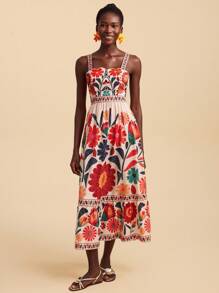 Travachic 夏季度假休闲花卉印花吊带背心连衣裙 - 彩色 - 查看 7