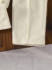 Conjunto de suéter con flores 3D tejidas y pantalones de pierna recta para bebé niña, para otoño/invierno - Amarillo - Ver 3