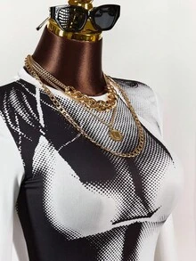 Amplova 3D Body Print Cropped Fall/Winter T-Shirt