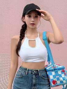 DAZY Women Backless Camisole Top, Suitable For Beach Holiday - White - View 3