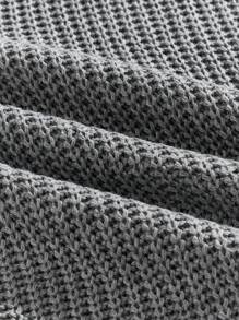 ROMWE MEN Street Life Men's Crew Neck Distressed Print Knitted Vest - Grey - View 5