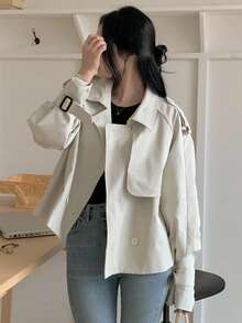 DAZY 女士宽松休闲短款风衣外套