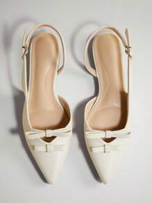 SHUZIA Bombas de tacón bajo de punta estrecha y correa posterior clásica para mujer - Chantilly - Ver 6