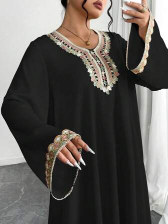 Al Najma Plus Size Women's Turkish Floral Maxi Dress & Arabic Traditional Abaya