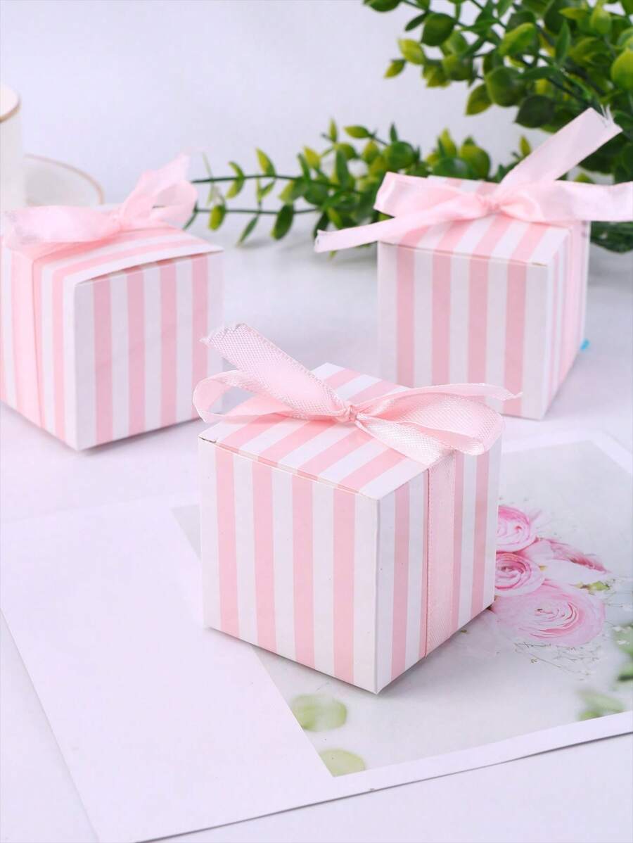 10 buah Kotak Hadiah Pesta Pernikahan Vertikal Warna Pink - MultiWarna - View 1