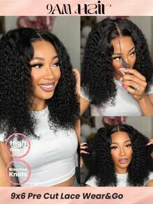 Density Pro 9x6 Wear&Go 无胶卷发鲍勃假发 预漂白雷米真人发假发 自然发际线 250 密度预剪蕾丝假发