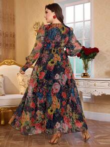 Modelyn Đầm dài tay cổ chữ V thanh lịch sang trọng mới - màu đen - Xem 2