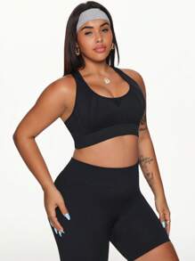 Easithlete Plus Size Women's Seamless Hollow Out Y-Back Sports Bra