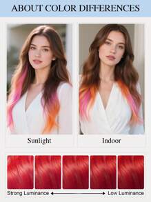 9AM Hair Colored Clip In Hair Extensions 100% Real Human Hair 18 Inch 3 Chiếc Đỏ/Xanh Dương/Xanh Lá/Hồng/Cam Vô Hình Thẳng Highlight Nhiều Màu Sắc Tóc Giả Cầu Vồng Cho Phụ Nữ/Bé Gái - Nhiều màu - Xem 15