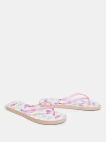 Grefit 女士时尚舒适卡通印花人字拖，度假沙滩人字拖，防滑动物图案可爱设计 - 藍白色 - 查看 4