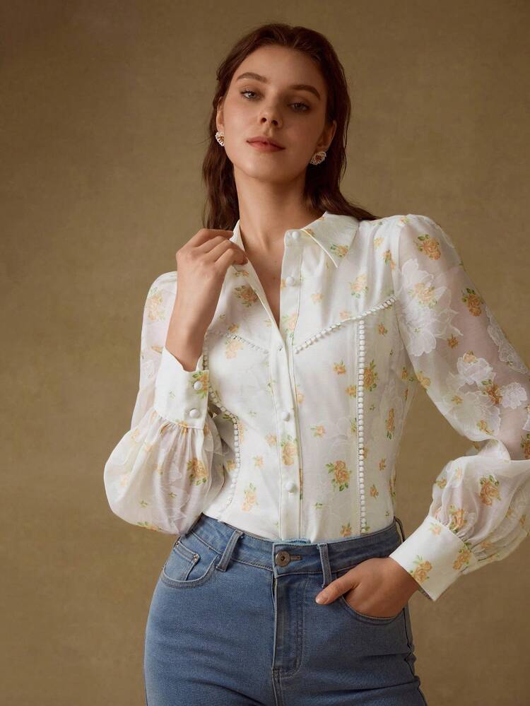 FLORAL PRINT BUTTON UP SHIRT