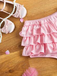Casual Cute Pink Lace Trim Tween Girls Underwear Panties - Pink - View 3