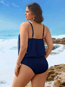 Swim Lushoire 大码女式细肩带无袖休闲度假夏季分体泳衣